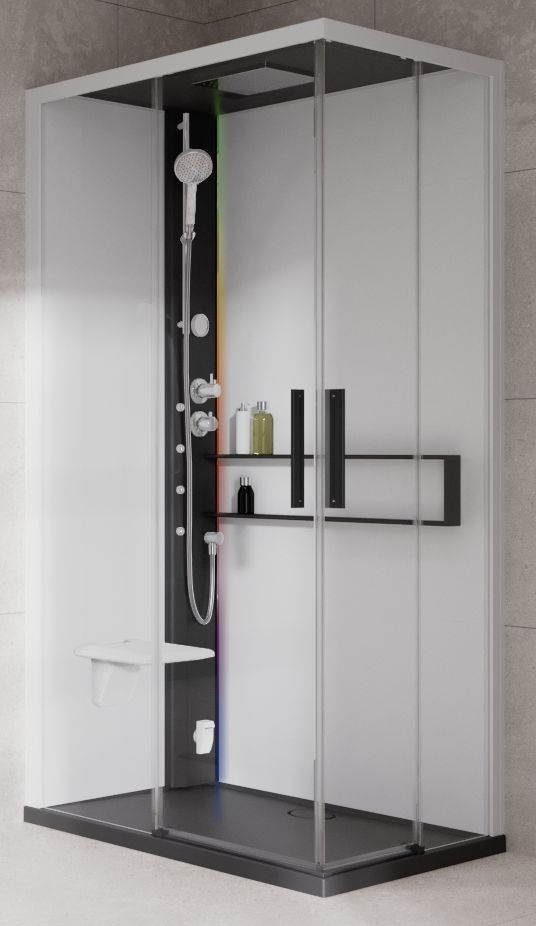 Novellini Glax 2 2.0 A kabina z hydromasażem 90x70 cm lewa parowa z brodzikiem czarna G22A9070ST5-1HU