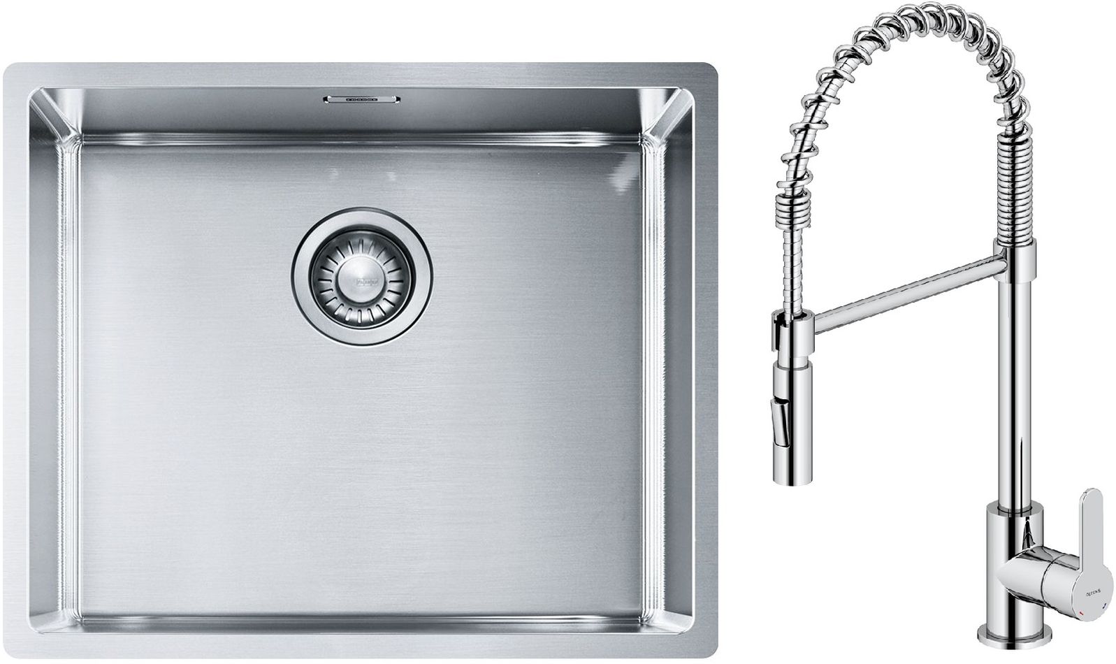 Zestaw Franke Box BXX 210/110-50 zlewozmywak stalowy 54x45 cm z baterią kuchenną Oltens Duf stal/chrom (1270453656, 35203100)