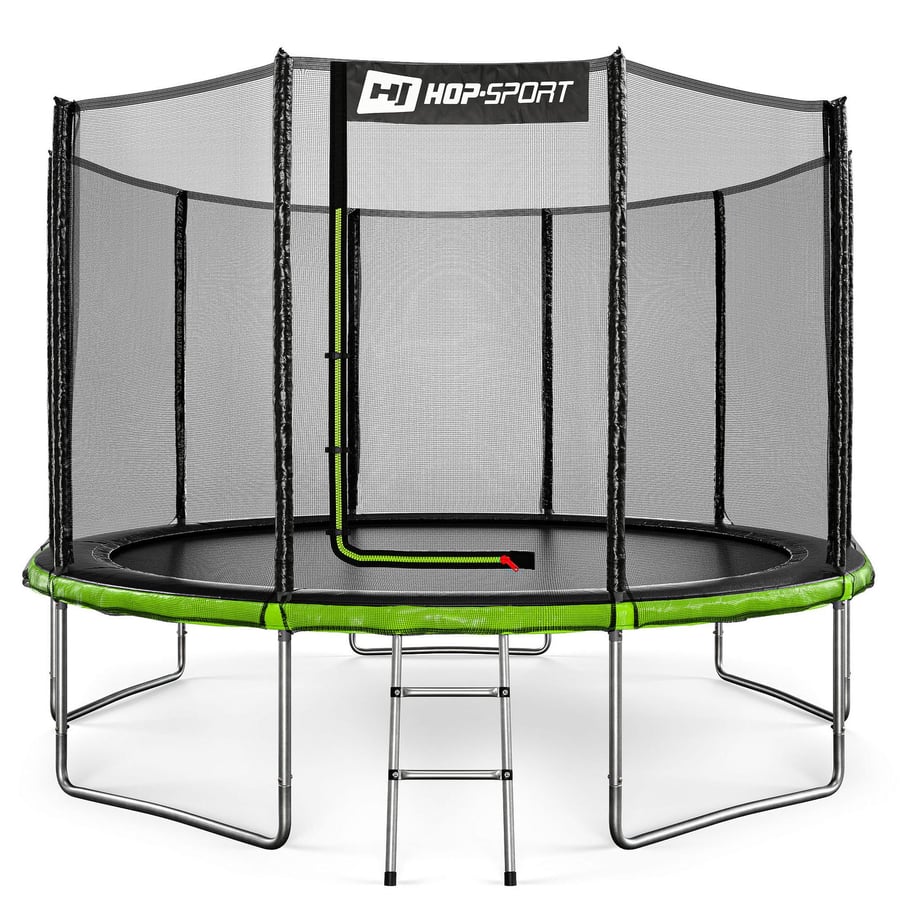 Trampolina ogrodowa 12ft (366cm) - czarno-zielona z siatką zewnętrzną