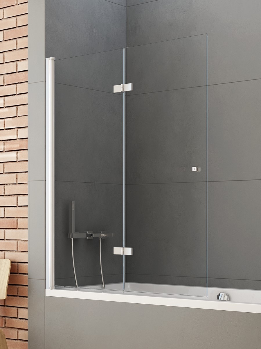 Darmowa Dostawa - Parawan nawannowy 110 cm 2-częściowy chrom połysk/szkło przezroczyste New Trendy New Soleo P0083