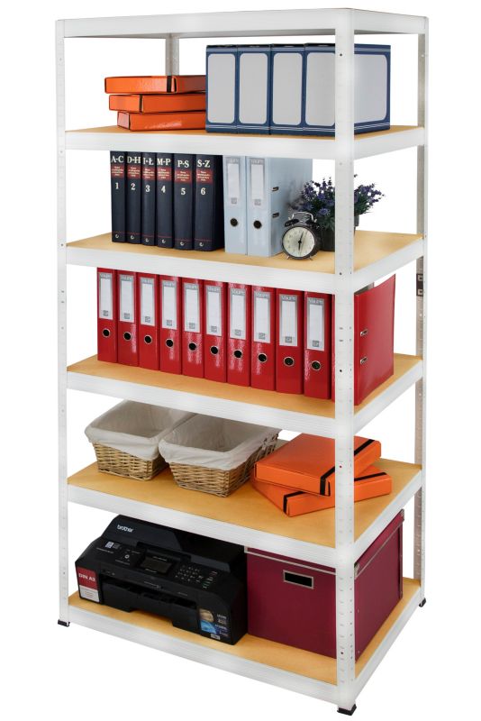 Regał metalowy MODO24 magazynowy biały helios 213x90x35cm 6 półek po 175 kg 1 szt.