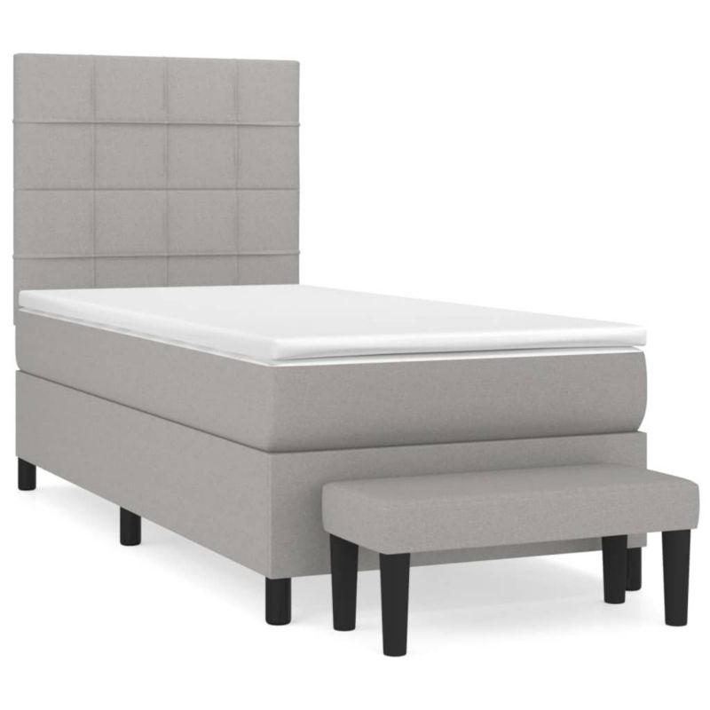 Łóżko kontynentalne WaszeMeble 90x190 cm jasnoszare WM-3136557 1 szt.