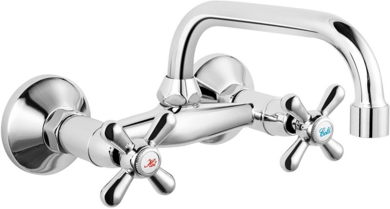 Bateria umywalkowa ścienna Ferro Retro chrom, dwuuchwytowa, ruchoma wylewka, 1 szt.