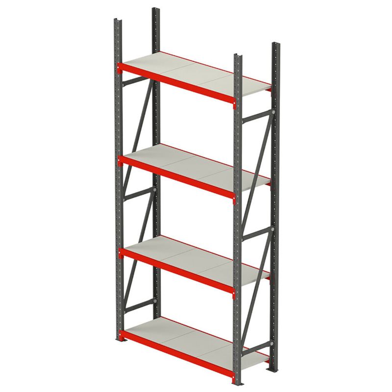 Regał metalowy magazynowy warsztatowy Mega-M FORTIS 4-półkowy 167x40x240 cm moduł bazowy 1800kg 1szt.