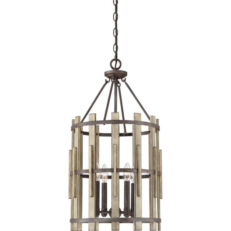 Żyrandol Quoizel Wood Hollow rustykalna czerń 4 x E14 x 60W IP20 wym: 264,7 x 38,2 x 38,2 cm - 1 szt.
