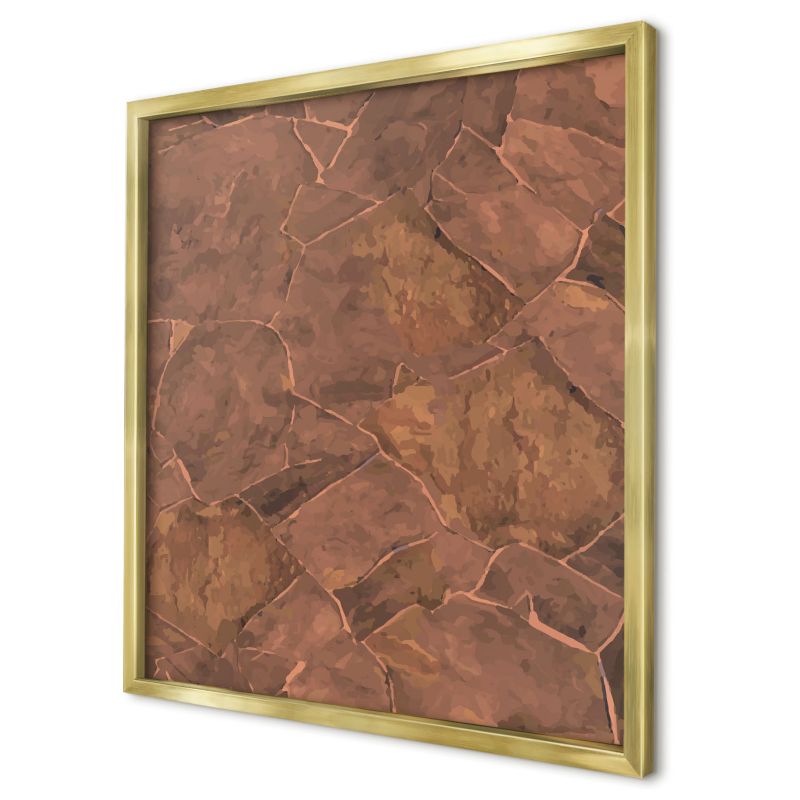Tablica magnetyczna dekoracyjna Wallfluent 50x50 Kamienna struktura w złotej ramie 1szt