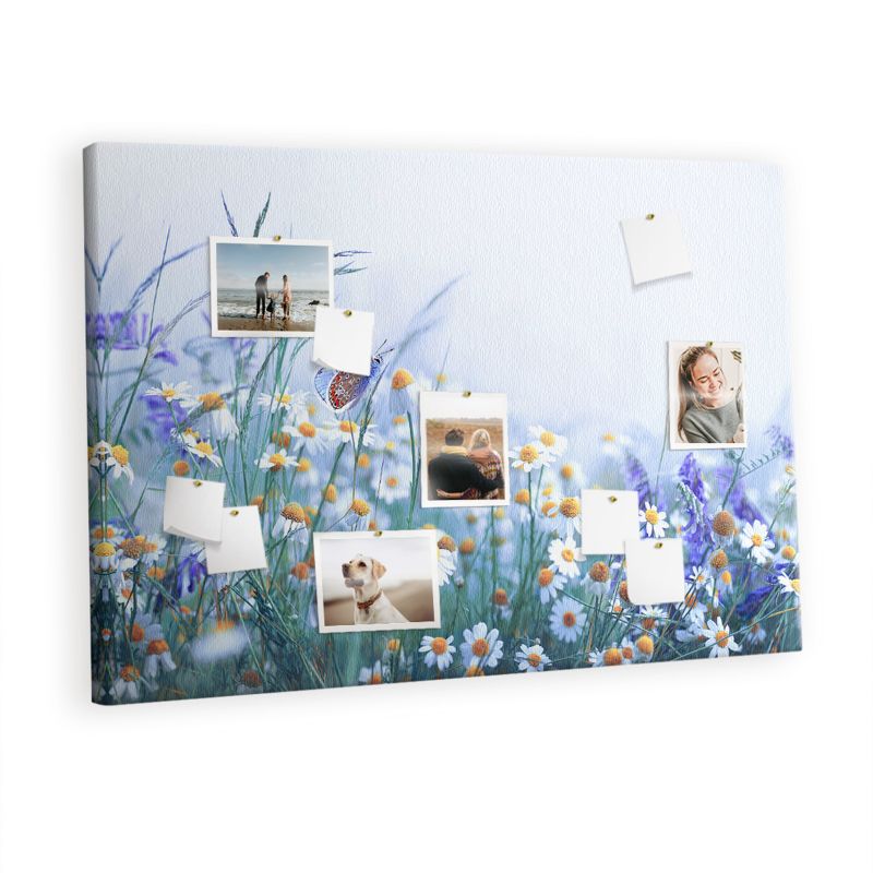 Tablica Korkowa Na Płótnie Tulup 120x80 cm Motyl na łące Ozdobna loft Pinezki drewniane 1 kpl
