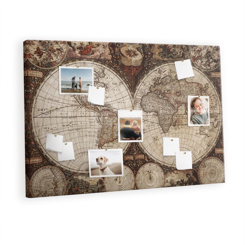 Obraz Tablica Korkowa Tulup 120x80 cm Klasyczny atlas z dawnych lat 2 Na zdjęcia i notatki Pinezki drewniane 1 kpl