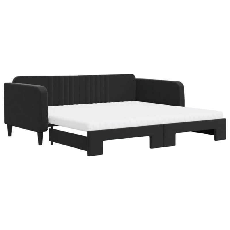Sofa rozkładana WaszeMeble 100x200 cm Czarny aksamit WM-3197098 1 szt.