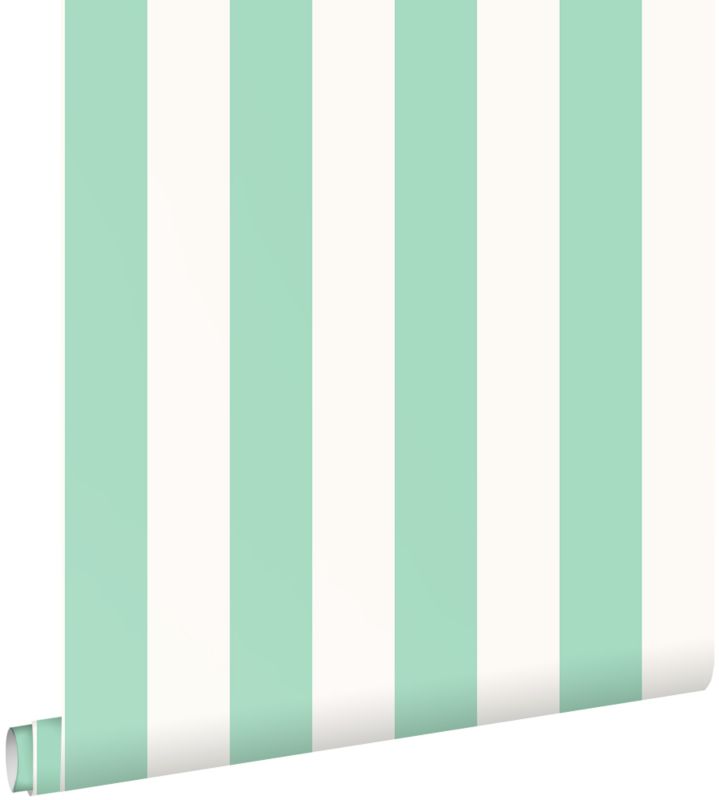 Tapeta ESTAhome paski miętowej zieleniIbiałym 53 cm x 10.05 m - 1 rol.