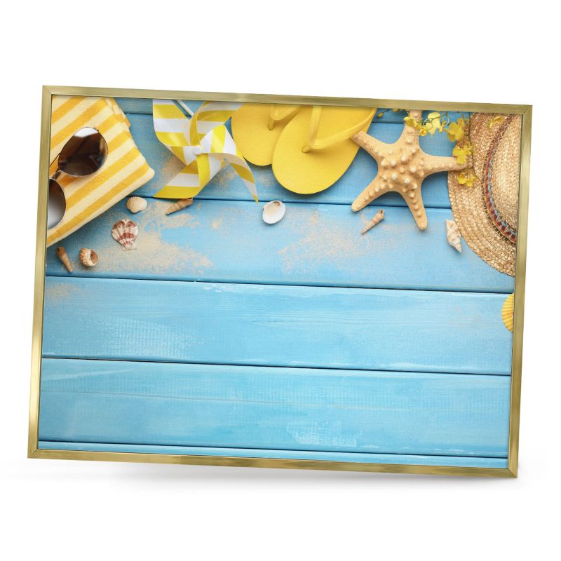 Ozdobna tablica na magnesy ArtPrintCave 80x60 Plażowy klimat w złotej ramie 1szt