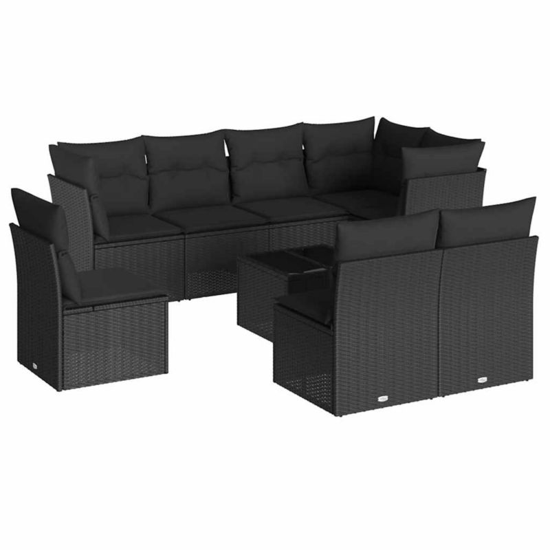 Zestaw mebli ogrodowych WaszeMeble 9-cz. z technorattanu czarny z poduszkami WM-3249604 1 kpl
