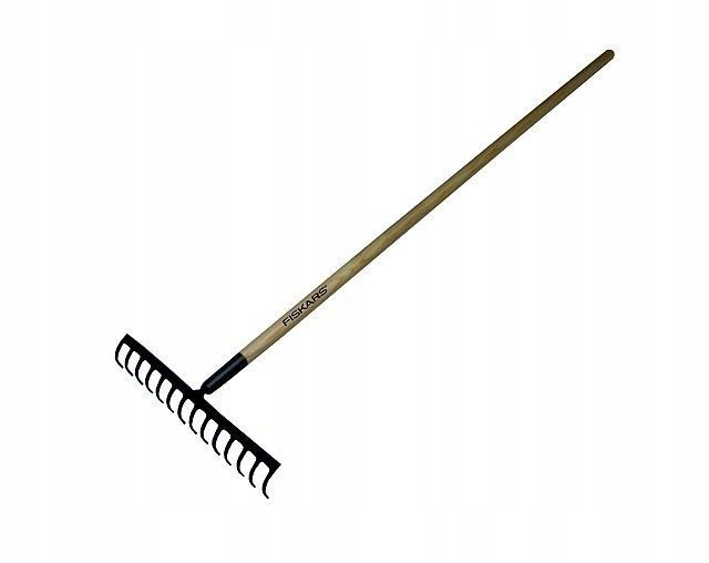 Grabie FISKARS 12-zębne, z trzonkiem drewnianym, długość 1560 mm, 1 szt.
