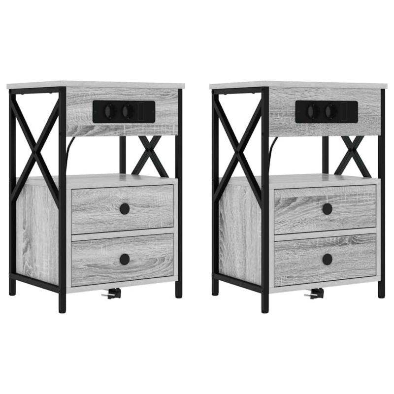 Szafki nocne WaszeMeble szary dąb sonoma WM-859467 2 szt.