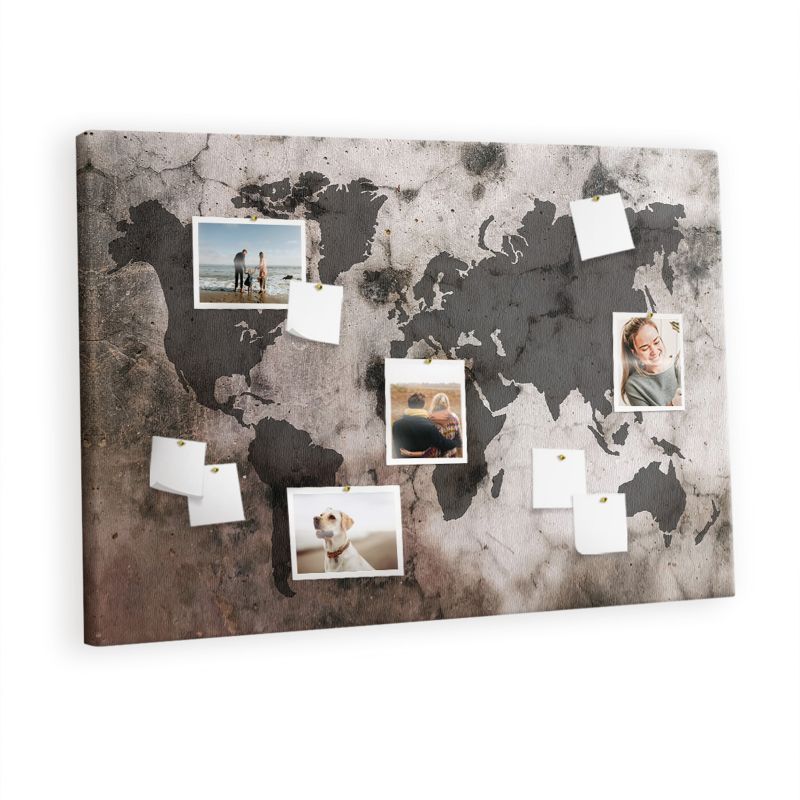 Korkowa Tablica Tulup 120x80 cm Architektoniczny beton mapa Do przypinania notatek Pinezki drewniane 1 kpl