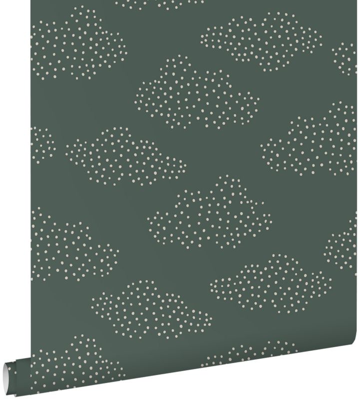 Tapeta ESTAhome chmury szarej morskiej zieleni 50 x 900 cm - 1 rol.