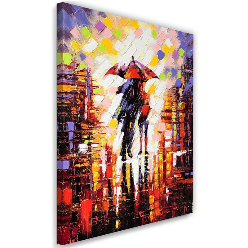 Obraz na płótnie Feeby Para w deszczu pod parasolem 60x90cm 1szt