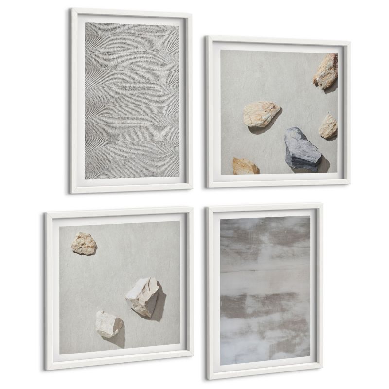 Galeria 4 Obrazów ArtPrintCave (2x50x50+2x40x60cm) Biała rama Nowoczesne tekstury minimalistyczne 1 kpl.
