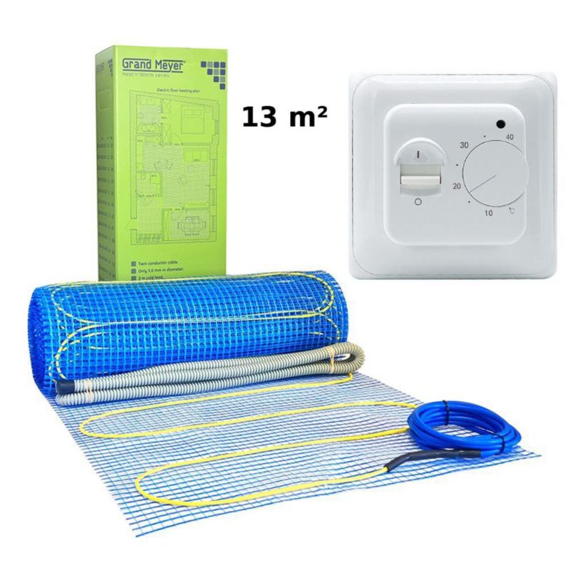 Zestaw Mata grzewcza 13 m² 170 W/m² + Termostat mechaniczny MST-1, 1 szt.