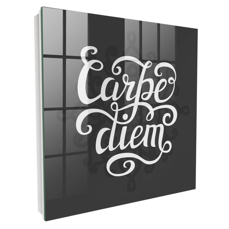 Skrzynka Na Klucze Szkło Hartowane Tulup 30x30 cm Carpe Diem - Biała - Otwierana na lewo 1 szt.