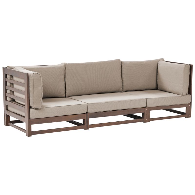 Sofa ogrodowa dla 3 osób Trani Modułowy Certyfikowane drewno akacjowe Ciemnobrązowy 1 szt.