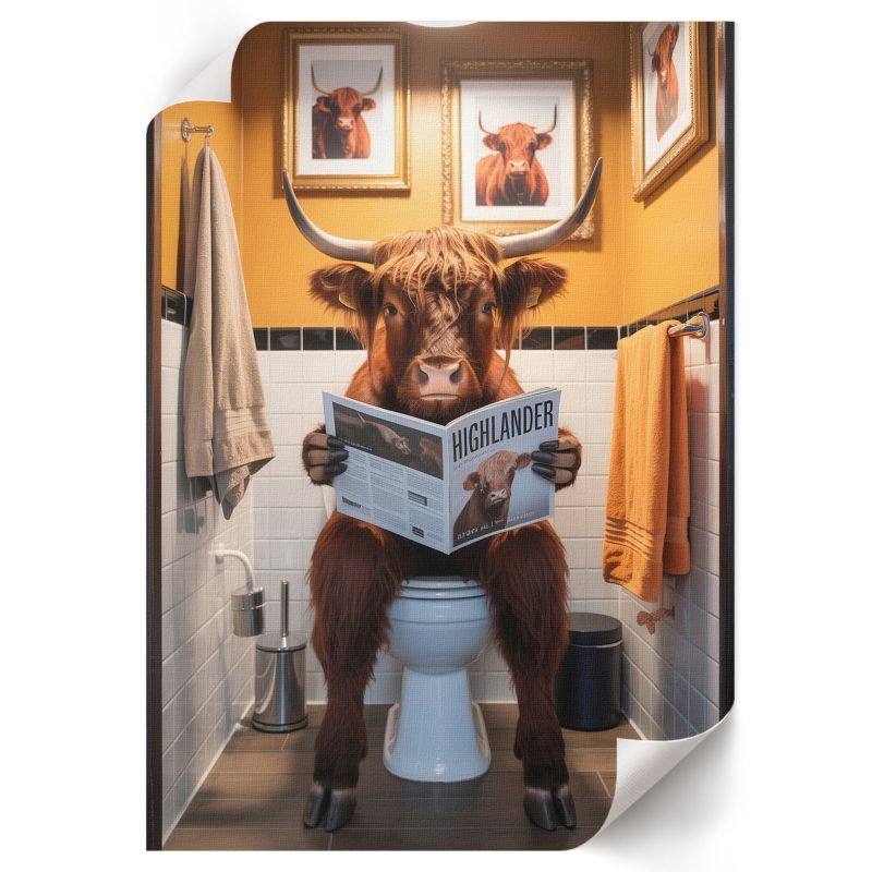 Plakat Dekoracyjny ArtPrintCave 59,5x84 cm Bawół w toalecie Rin 1 szt.