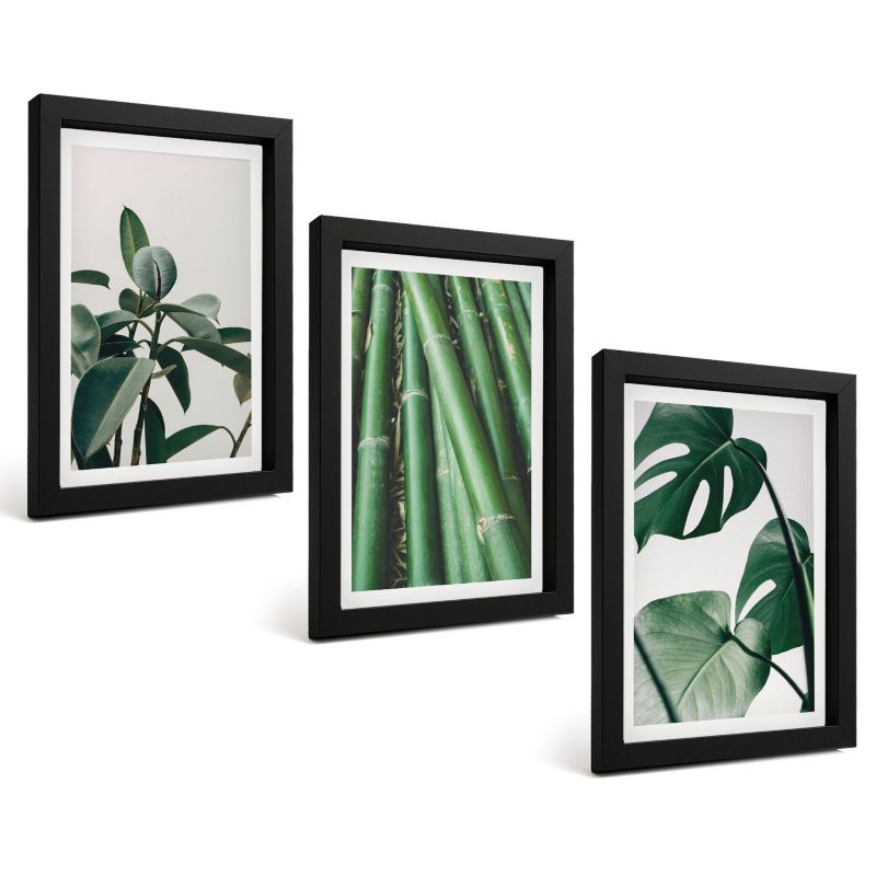 Zestaw Obrazów 3 Częściowy ArtPrintCave Czarne Ramki 20x30 cm Dekoracja do Sypialni Bambusowe łodygi 1 kpl.