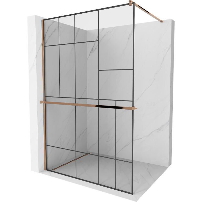 Ścianka prysznicowa z półką Mexen Kioto+ czarny wzór 100x200 cm 800-100-121-60-78 1 szt.