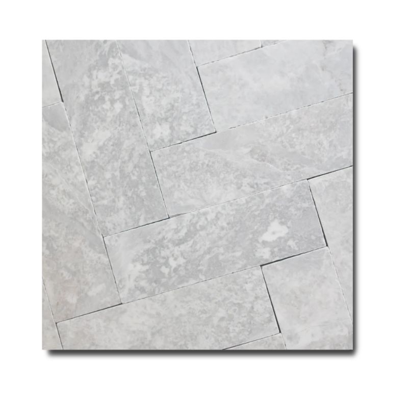 Płytka marmurowa Tiles Bębnowana Szlifowana Royal White 10x30,5x1 cm 1 m2