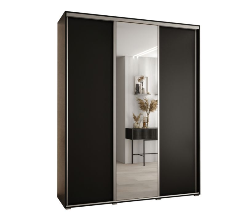 Szafa przesuwna Abiks DAVOS 3 wysoka szer.200cm gł.45cm czarny/czarny/srebrny 1szt.