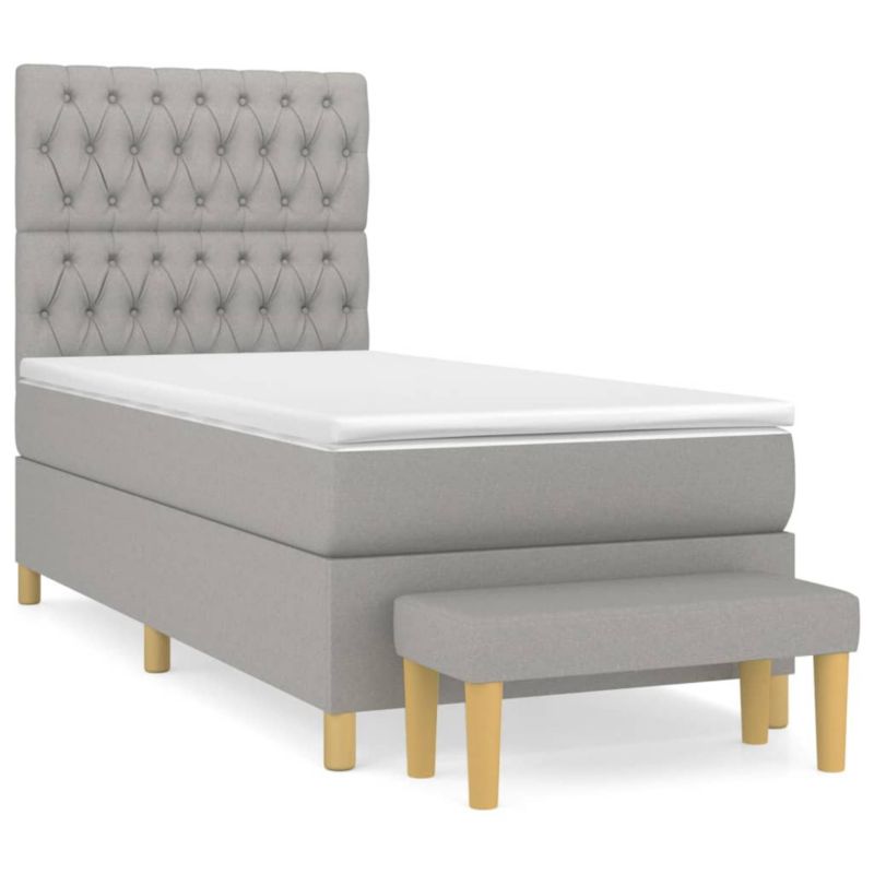 Łóżko kontynentalne WaszeMeble 100x200 cm jasnoszare WM-3137373 1 szt.
