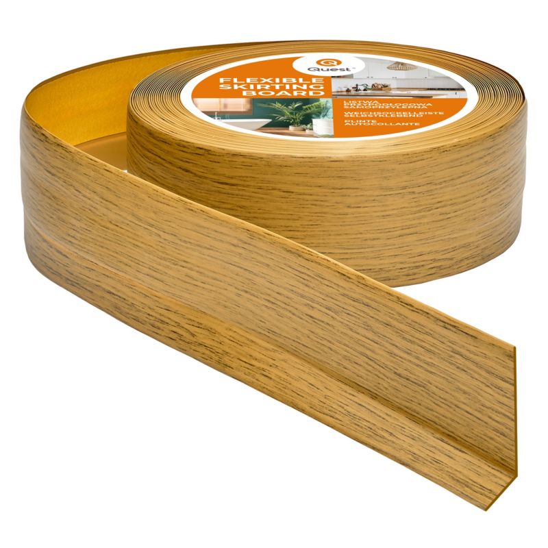 Listwa przypodłogowa PCV 50x20 mm QUEST, samoprzylepna elastyczna, miękka listwa podłogowa, cokołowa - 10m, dąb, 1 szt.