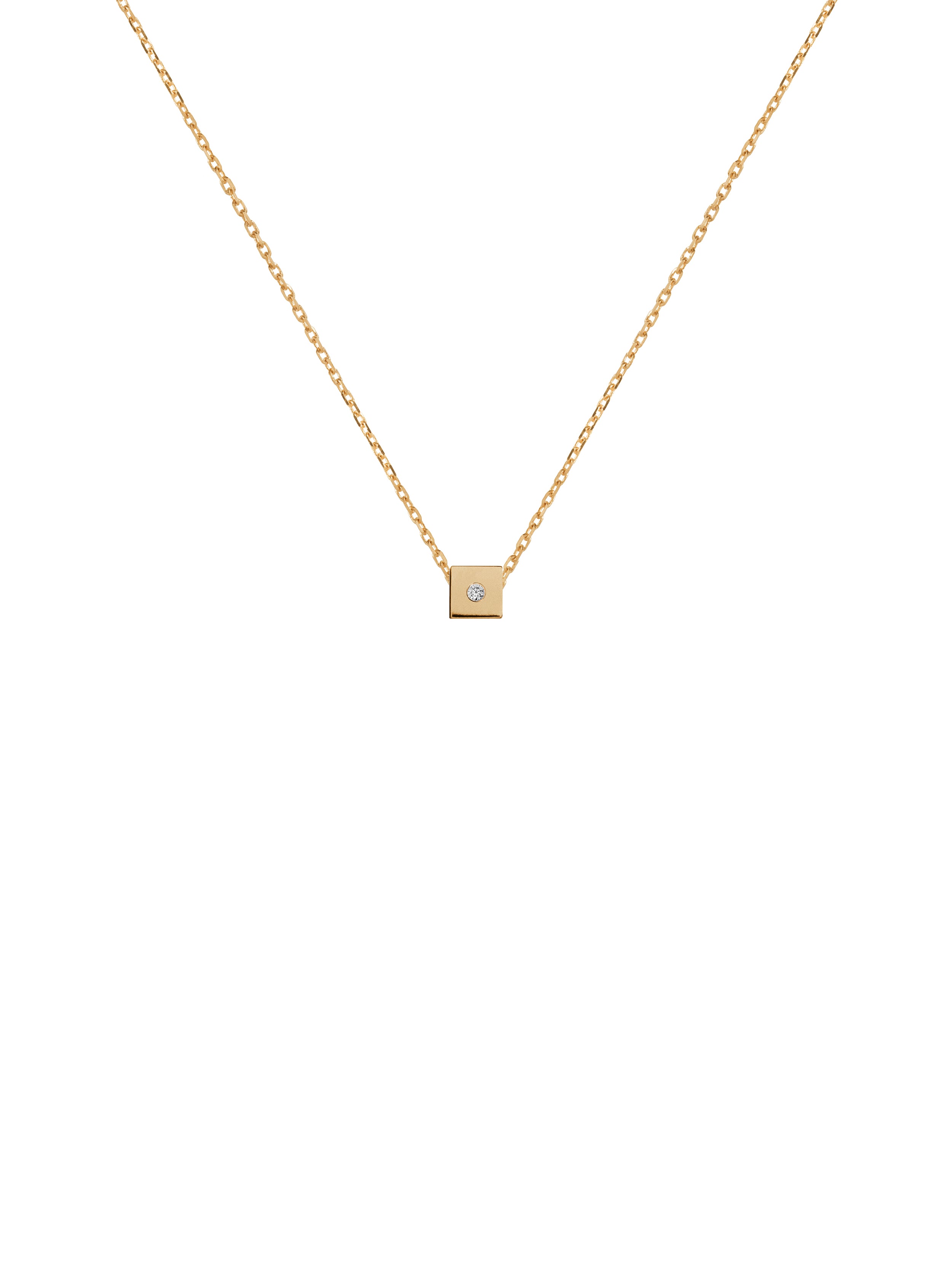 Cubic Diamond Necklace - naszyjnik z zawieszką kosteczką z diamentami, 40 / 3