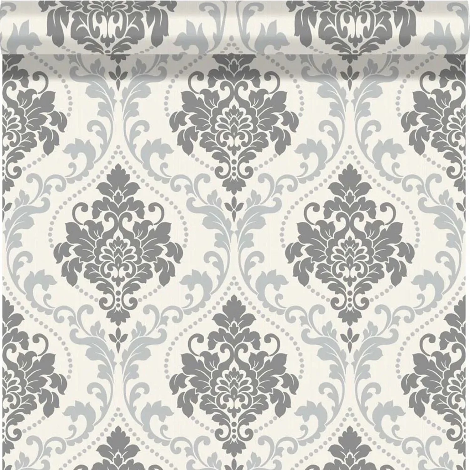 Polami Tapeta papierowa ornament szaro-czarna