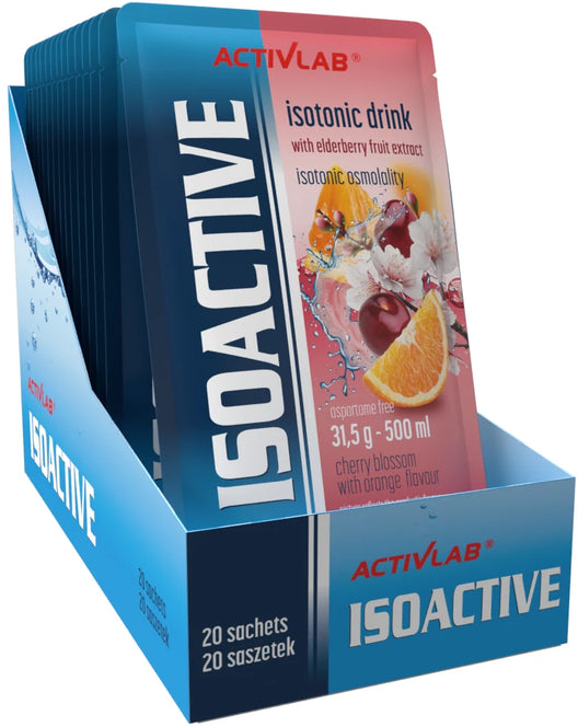 Napój izotoniczny Activlab Isoactive, w saszetkach, kwiat wiśni z pomarańczą, 20 sztuk x 31.50g