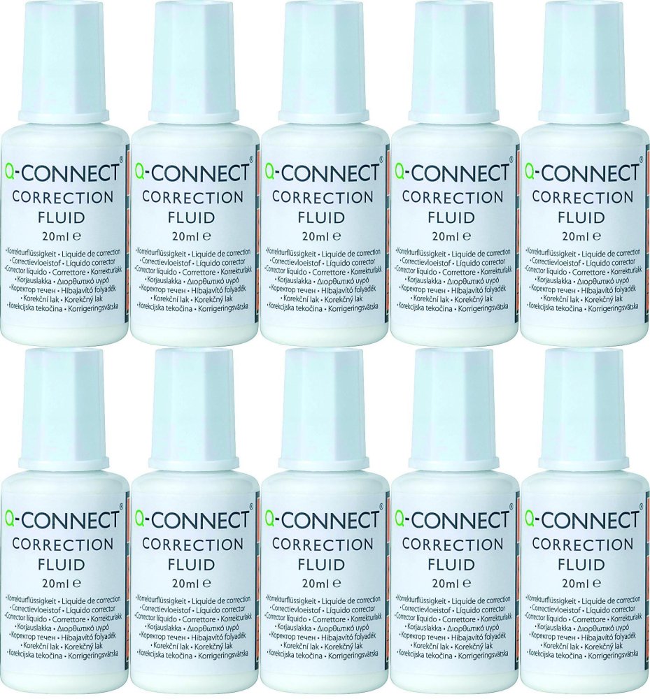 10x Korektor w płynie Q-connect, z pędzelkiem, 20ml