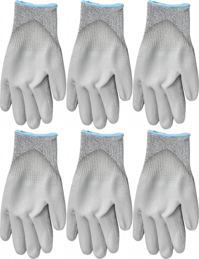 6x Rękawice robocze PU Portwest A622, antyprzecięciowe, powlekane, rozmiar M, szary