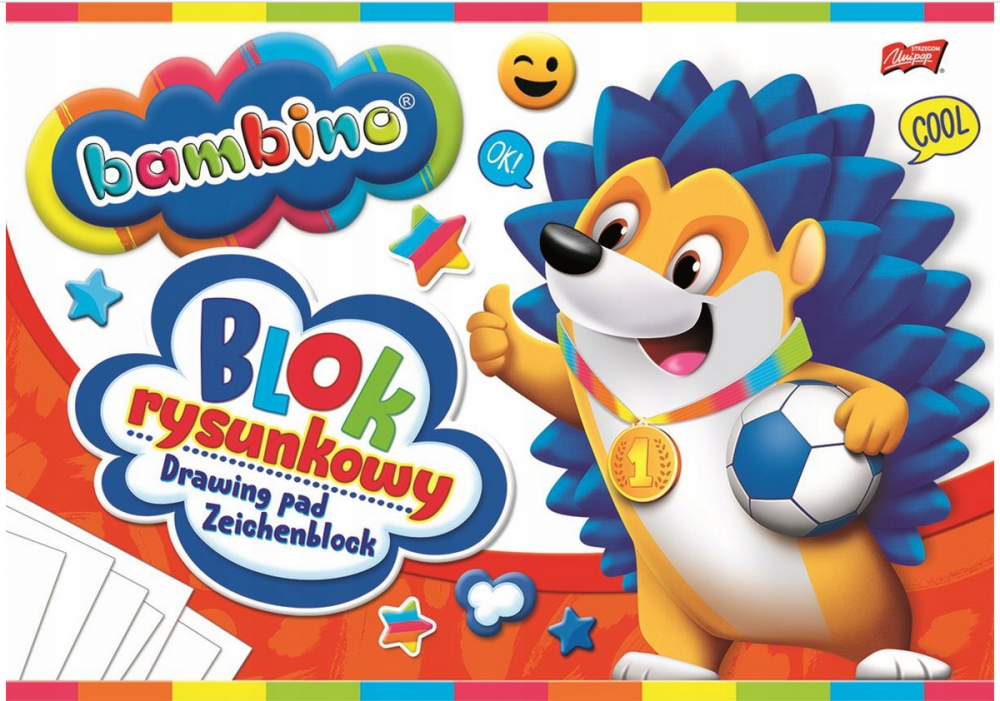 Blok rysunkowy Bambino Zwierzaki Uczniaki, A4, 20 kartek, biały