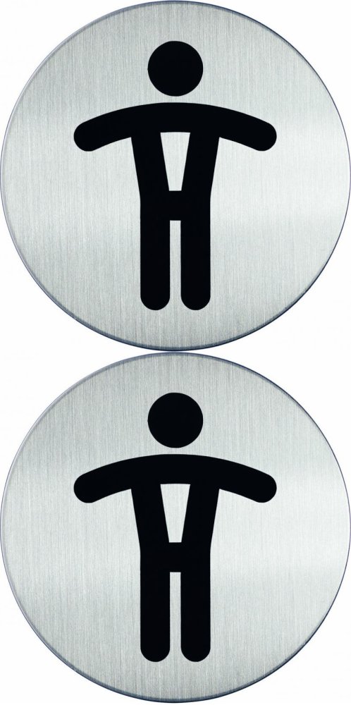 2x Tabliczka informacyjna Durable, "toaleta męska", 83mm, srebrny