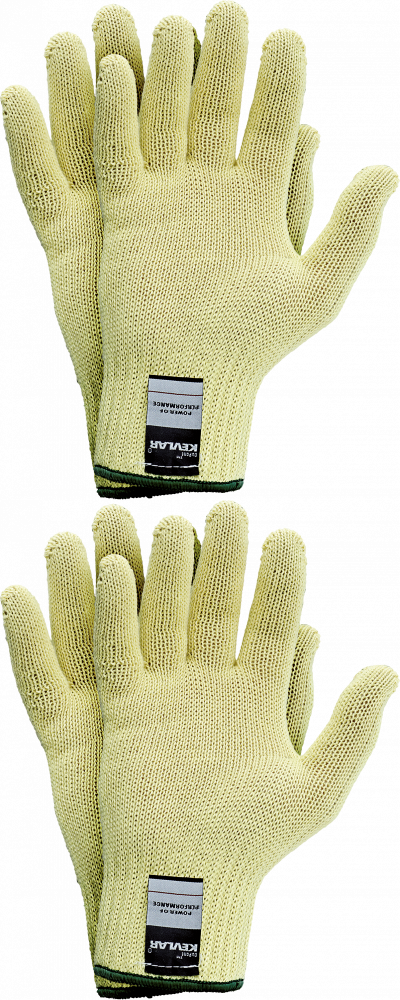 2x Rękawice robocze JS Gloves Kevlar, tkaninowe, rozmiar 8, żółty