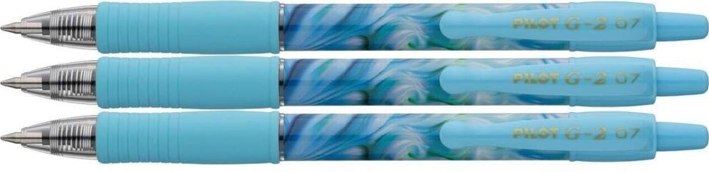 3x Długopis żelowy automatyczny Pilot G2 Flow, 0.7mm, niebieska obudowa/niebieski wkład