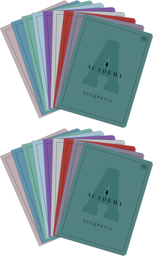 2x Zeszyt przedmiotowy Interdruk Academy, A5, 9 sztuk: J. Polski, J. Angielski, Geografia, Matematyka, Historia, Informatyka, Biologia, Fizyka, Chemia