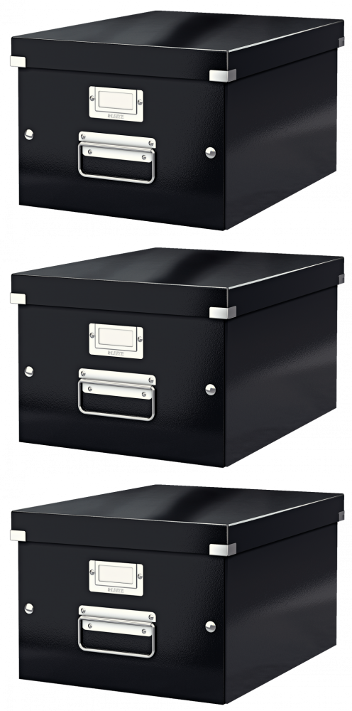 3x Pudło uniwersalne Leitz Click&Store Wow, A4, czarny
