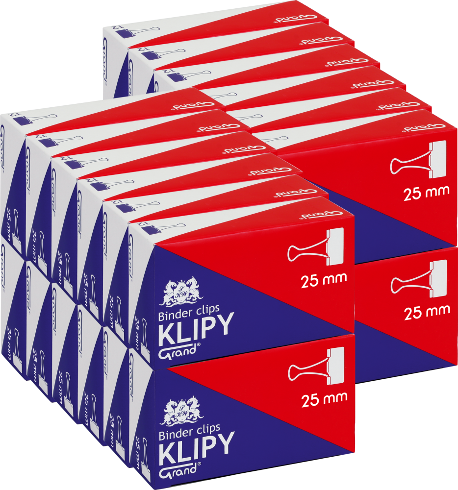 24x Klip biurowy Grand, 25 mm, 12 sztuk, czarny