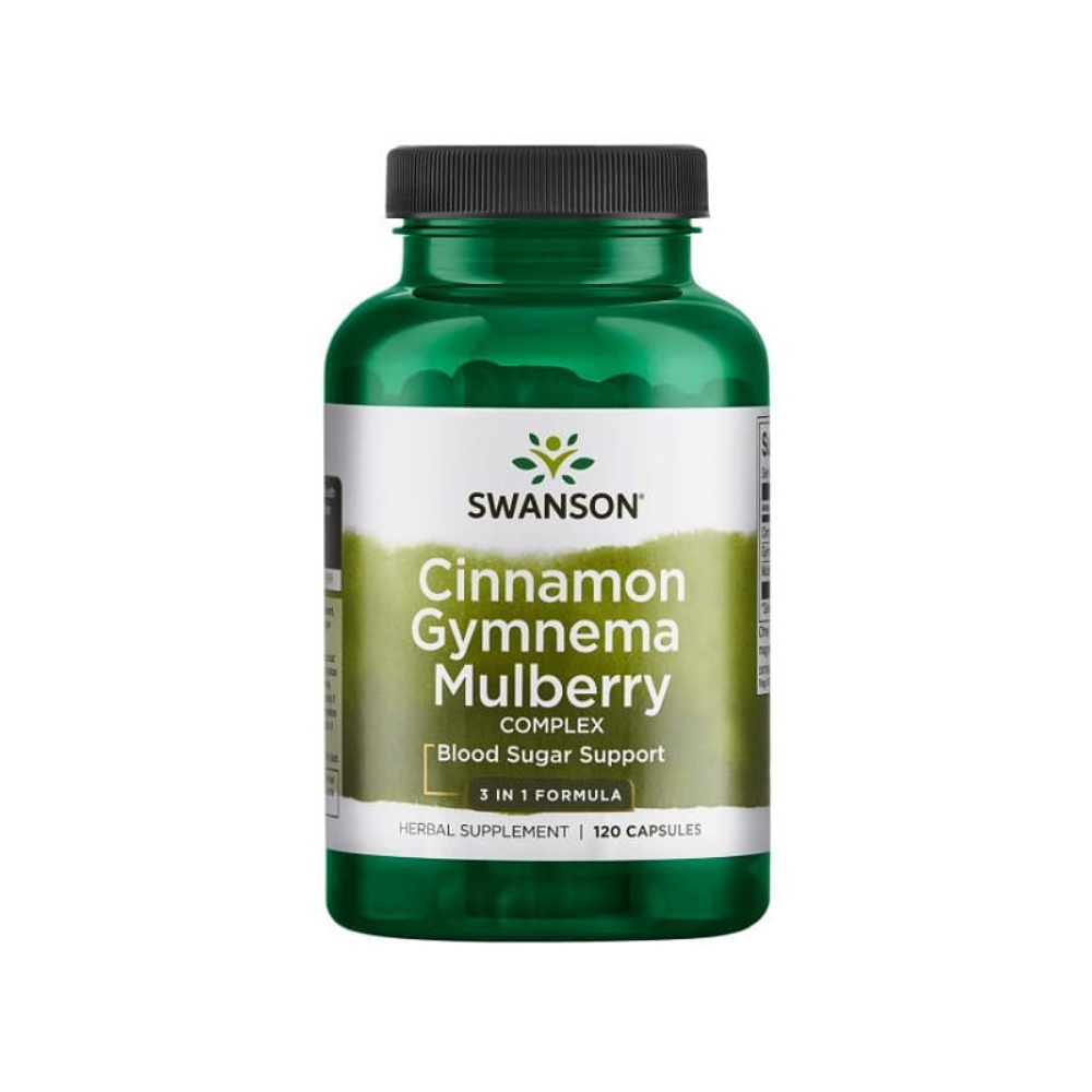 Swanson cinnamon gyumnema mulberry - pomaga regulować poziom cukru we krwi, 120 kapsułek