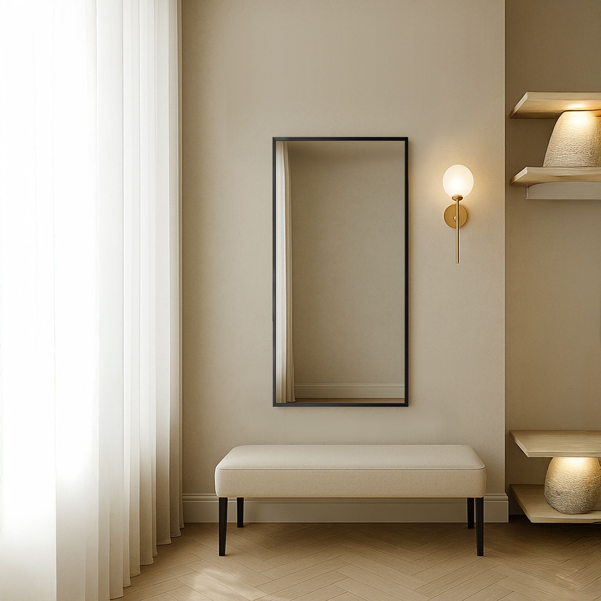 Ars Longa Linea lustro 153x53 cm prostokątne czarne LINEA50150-CS
