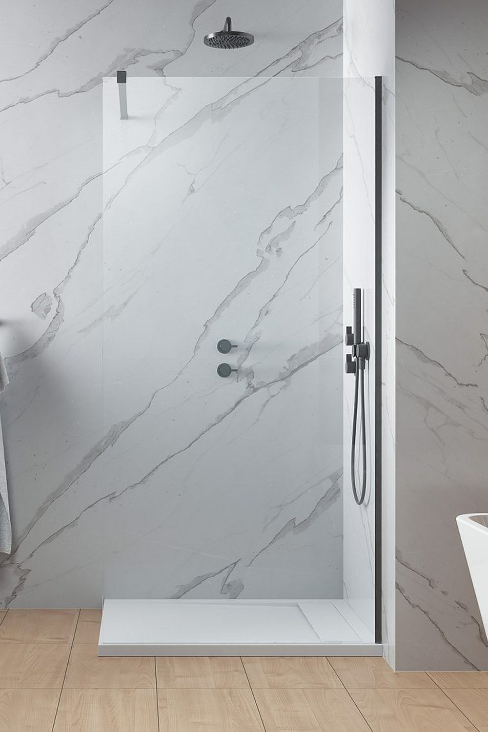 Radaway Modo New II Gunmetal ścianka prysznicowa 90 cm gunmetal szczotkowany/szkło przezroczyste 389094-92-01