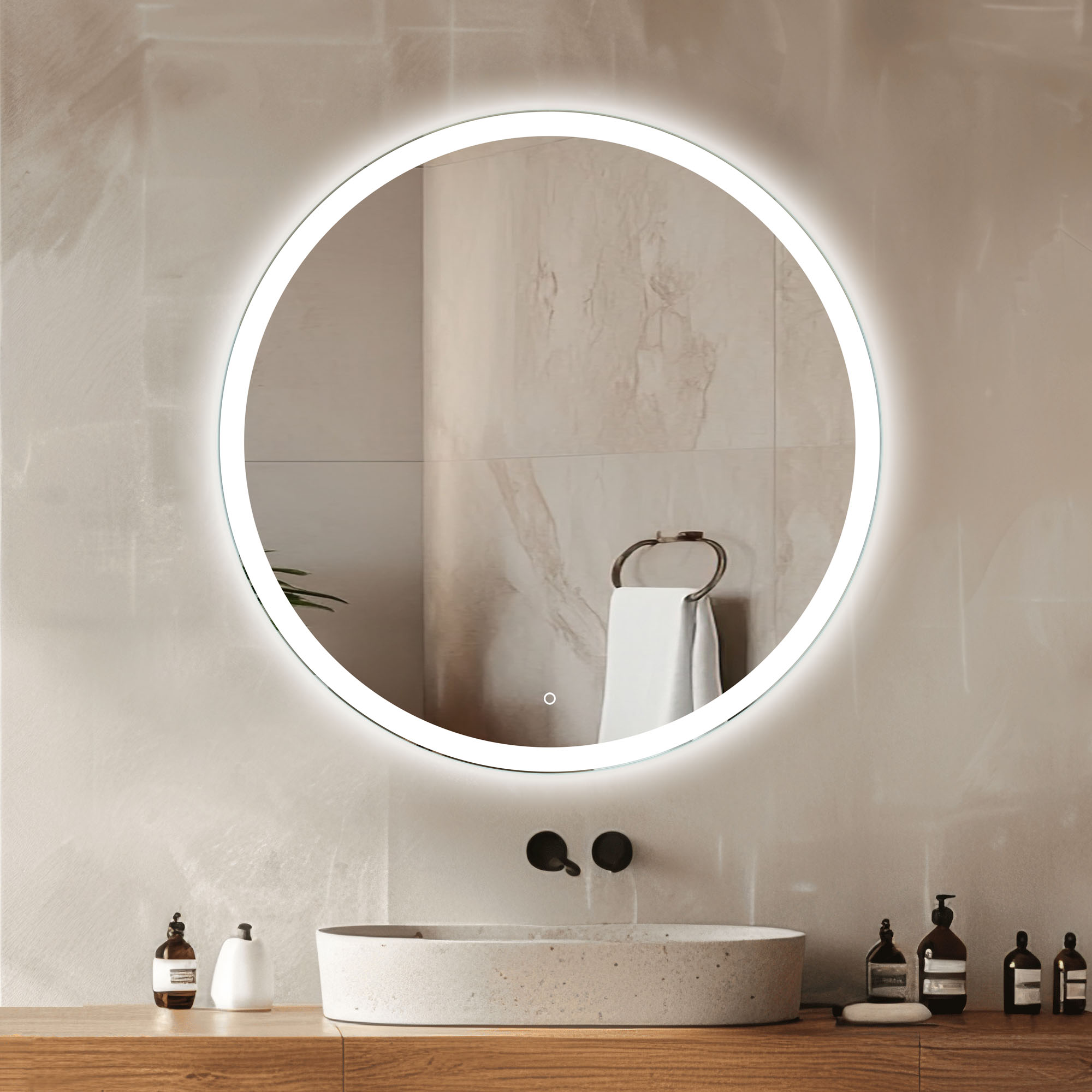 Venti Ring 80 lustro 80x80 cm okrągłe z oświetleniem - Wysyłka w 24h