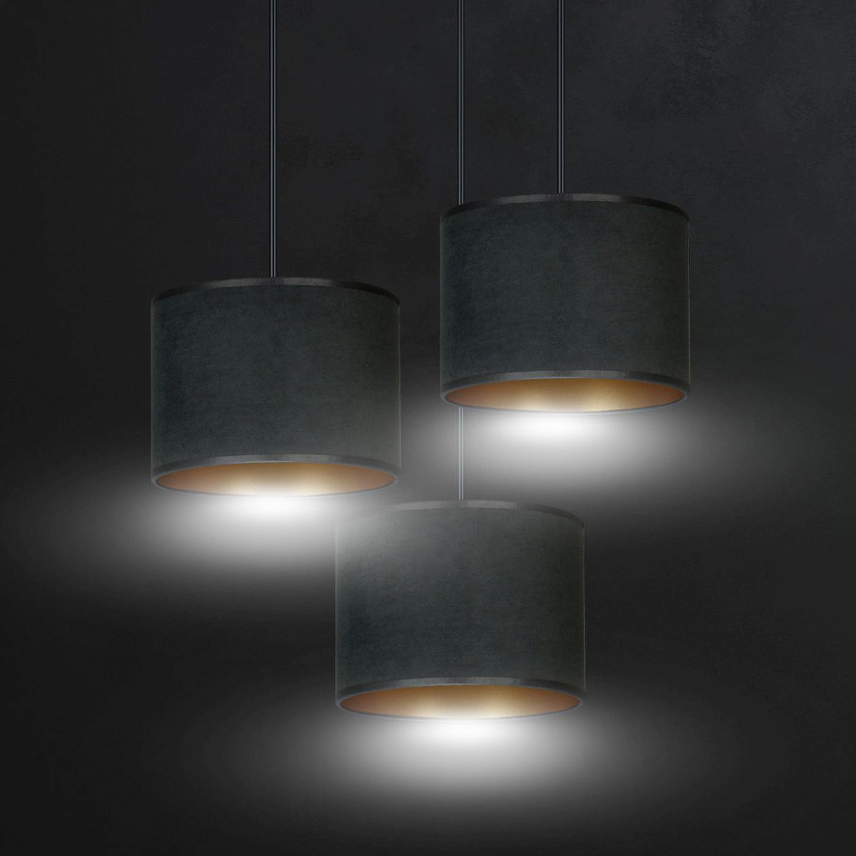 Emibig Hilde lampa wisząca 3x15 W czarna-złota 1054/3PREM