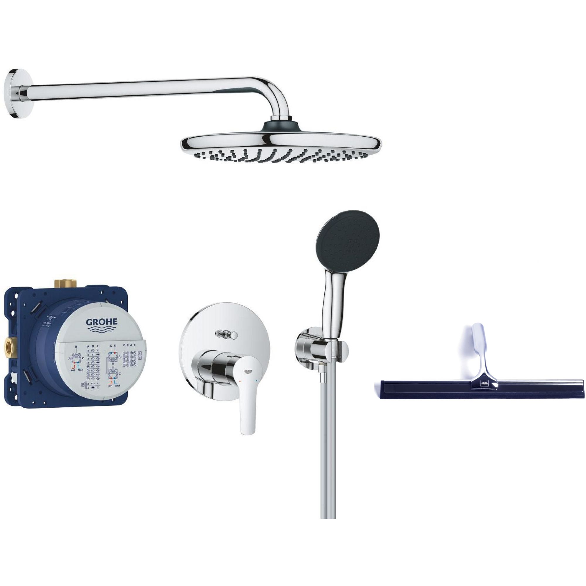 Grohe Start zestaw prysznicowy podtynkowy z deszczownicą chrom 25292000 + ściągaczka do wody GRATIS - Wysyłka w 24h